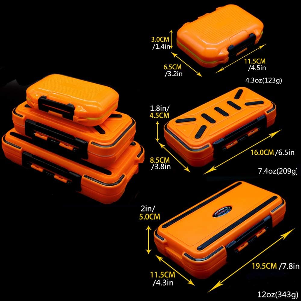 Waterproof Fishing Lure Box Spoon Hooks Baits Storage Tackle Box Containers for Casting Fishing Fly Fishing,Large/Medium/Small Lure Case Available (Orange-Medium)