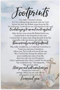 Footprints in the Sand Religious Canvas Wall Art Posters, Inspirational Beach Sunset Poem Print Poster (Unframed 24x36inch, Footprints(6))