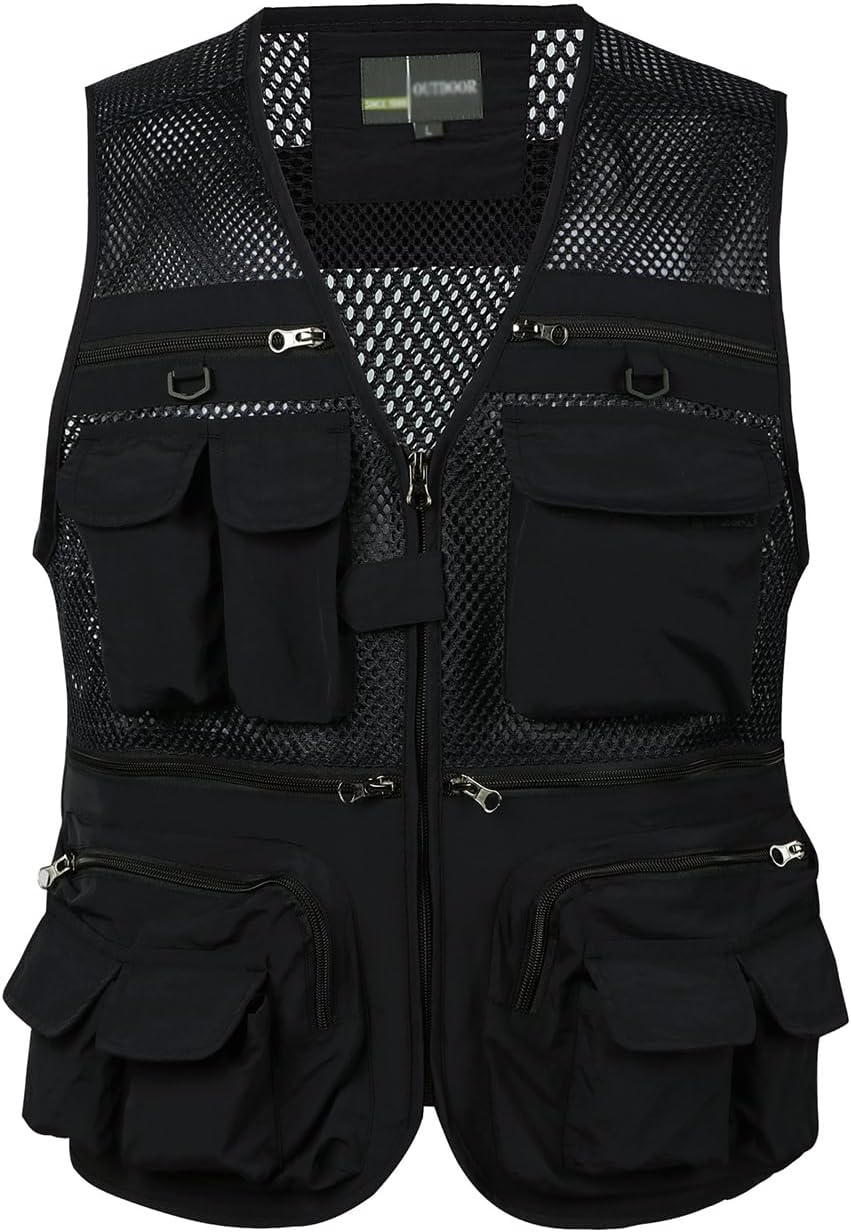 Spanye Mens Fishing Hunting Vest Outdoor Travel Utility Vest Tactical Work Jacket Multi Pocket
