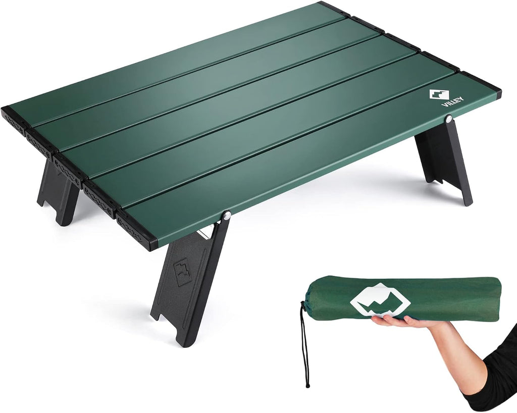 VILLEY Portable Mini Folding Beach Table, Ultralight Aluminum Side Table