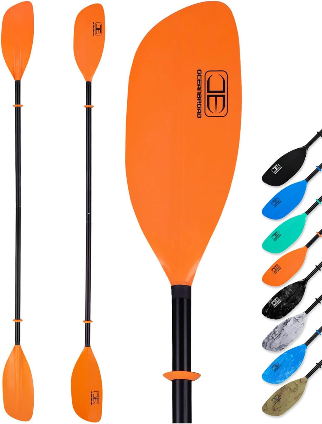 OCEANBROAD Kayak Paddle 86in/218cm, 90.5in/230cm Alloy Shaft 2-Piece Floatable Kayak Oar for Kayaking Canoeing Boating