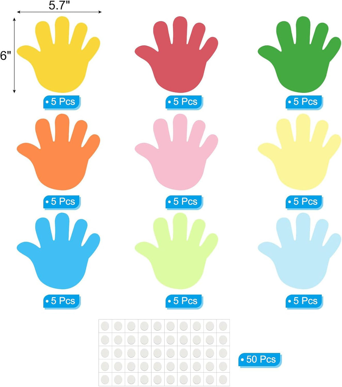 PATIKIL Hand Cutouts, 45 Pack Paper Hands, Assorted Color