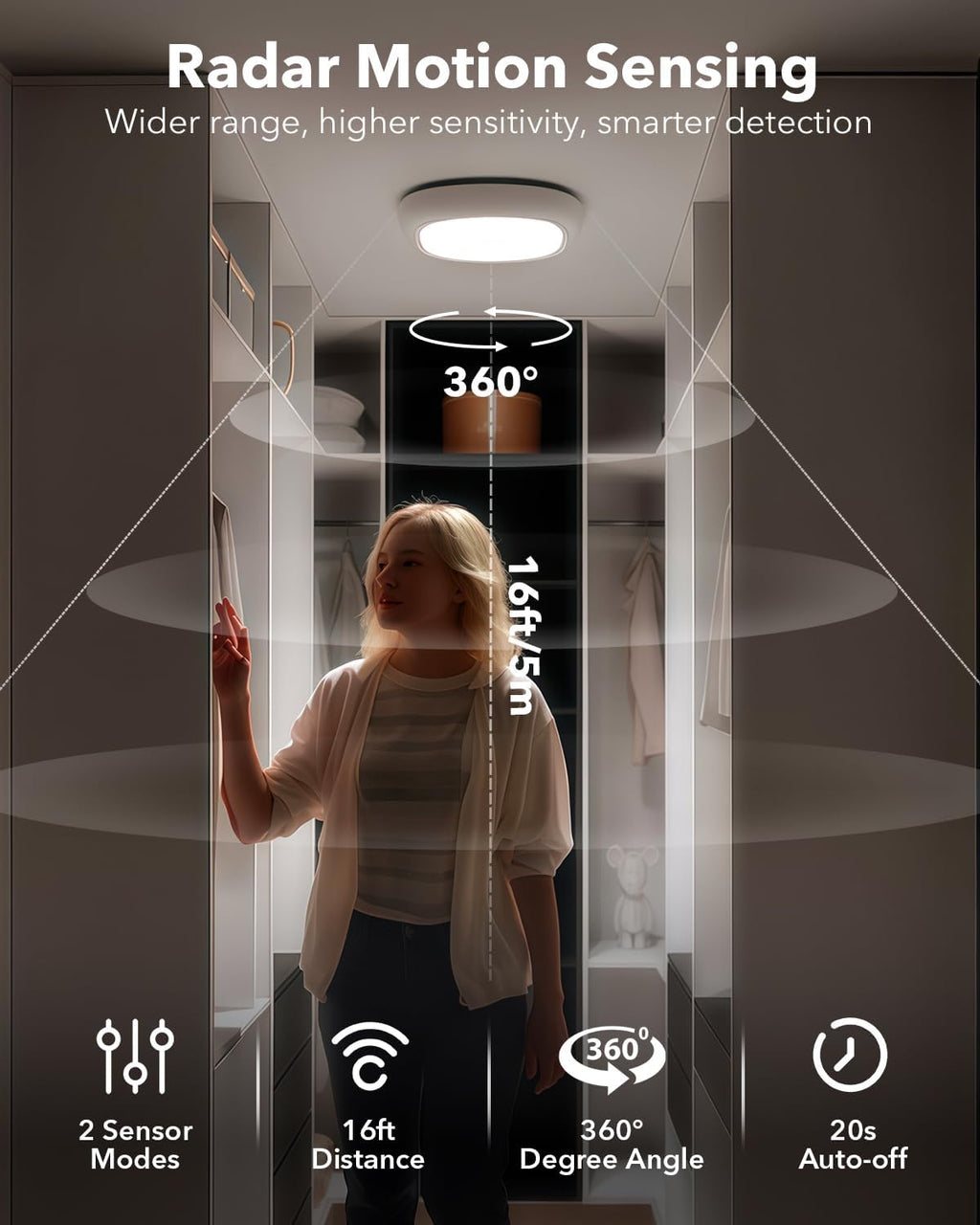 IP54 Waterproof Shower Light, Rechargeable Ceiling Light with Remote