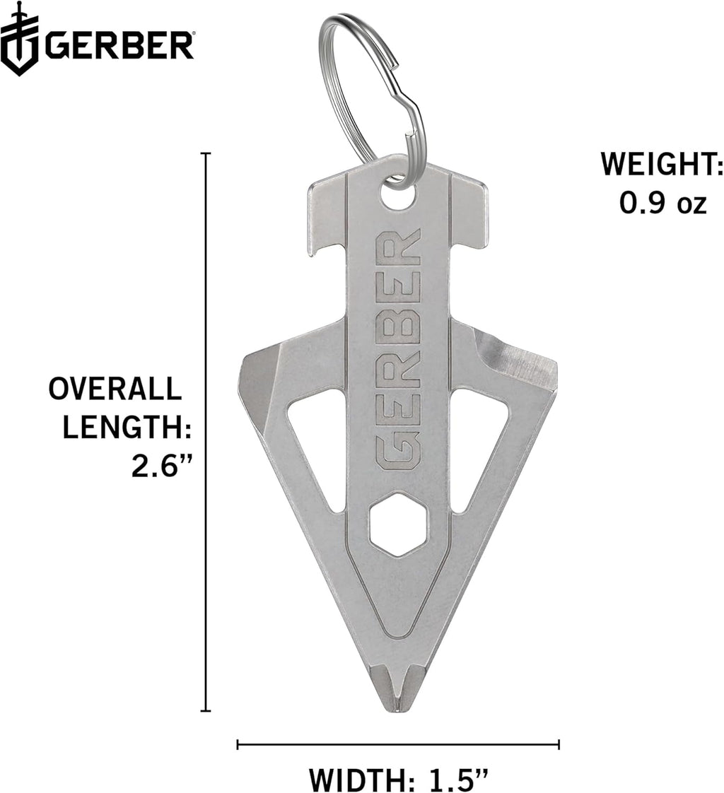 Gerber Broadhead EDC Keychain Multitool, Pocket Clip, Bottle Opener, Silver