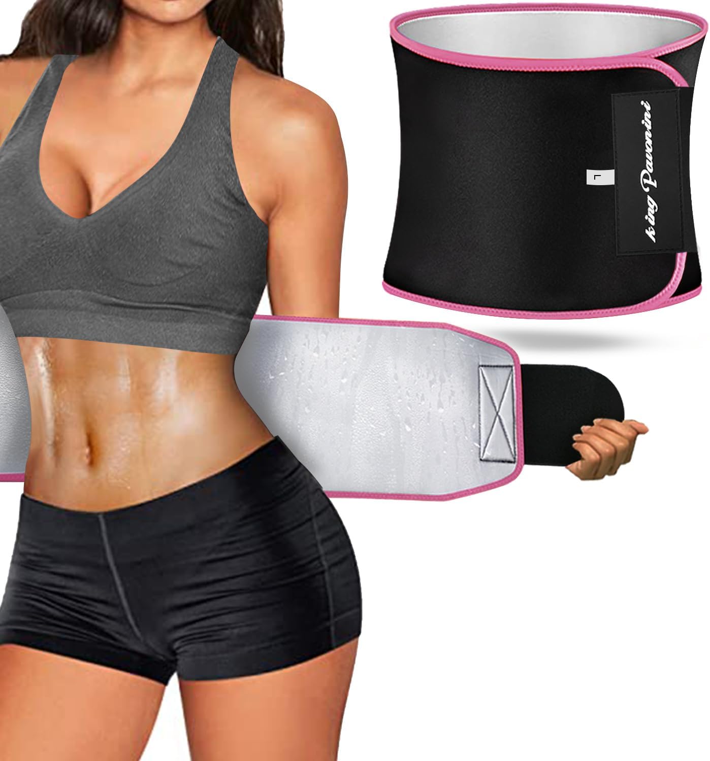 KingPavonini Waist Trainer for Men Women Belly Fat, Sweat Belt Band