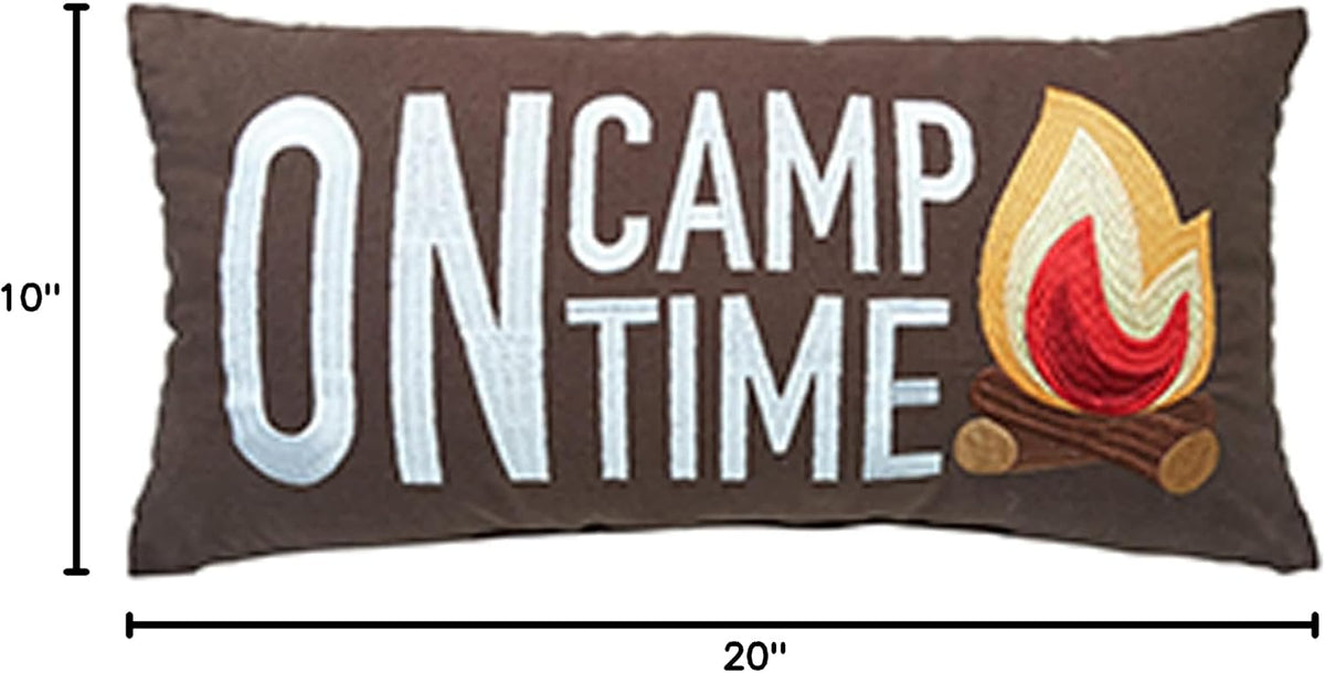 C&F Home Campfire On Camp Time Embroidered Long Accent Pillow 10" x 20"