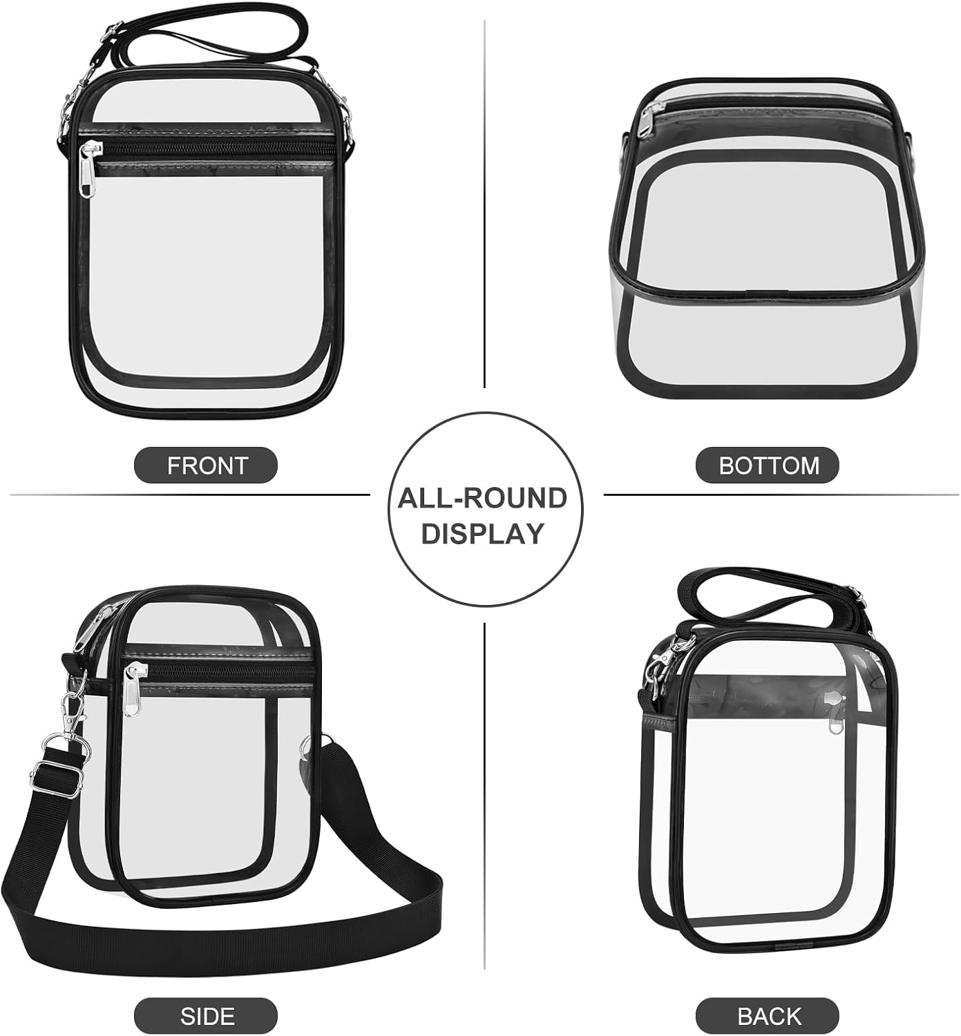 USPECLARE Clear Purse for Stadium Events Transparent Messenger Bag