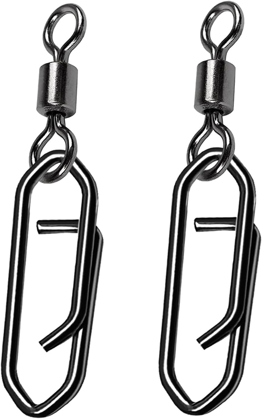 Atibin High Strength Fishing Clips Swivel Freshwater Saltwater Fishing Snaps Connector Rolling Barrel Swivels Fishing Clip Speed Change Black Nickel