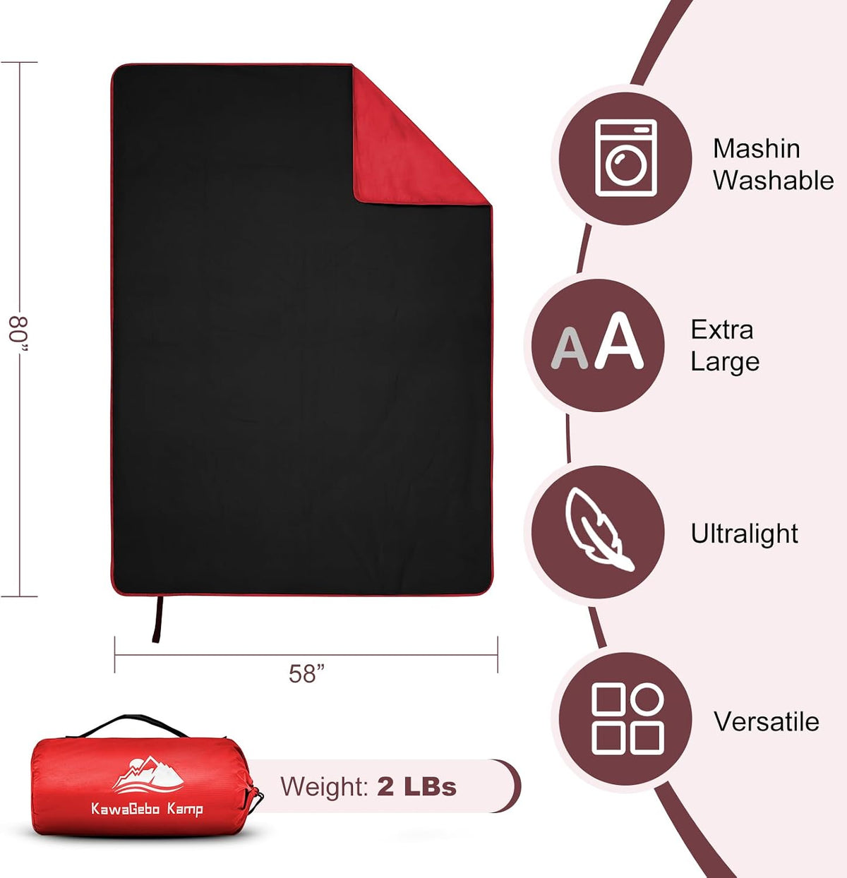 Large Waterproof Outdoor Stadium Blanket 80"x 58"