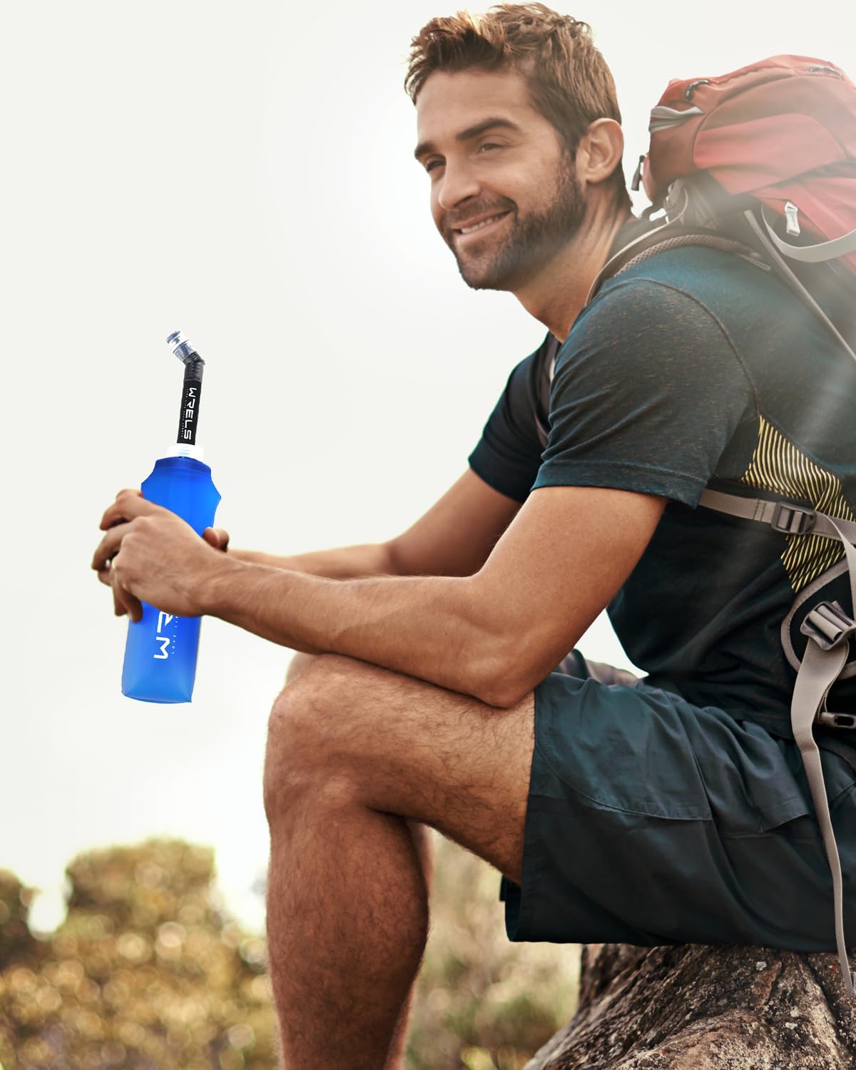 WRELS TPU Running Water Bottle with Straw for Hydration Vest Pack BPA-Free