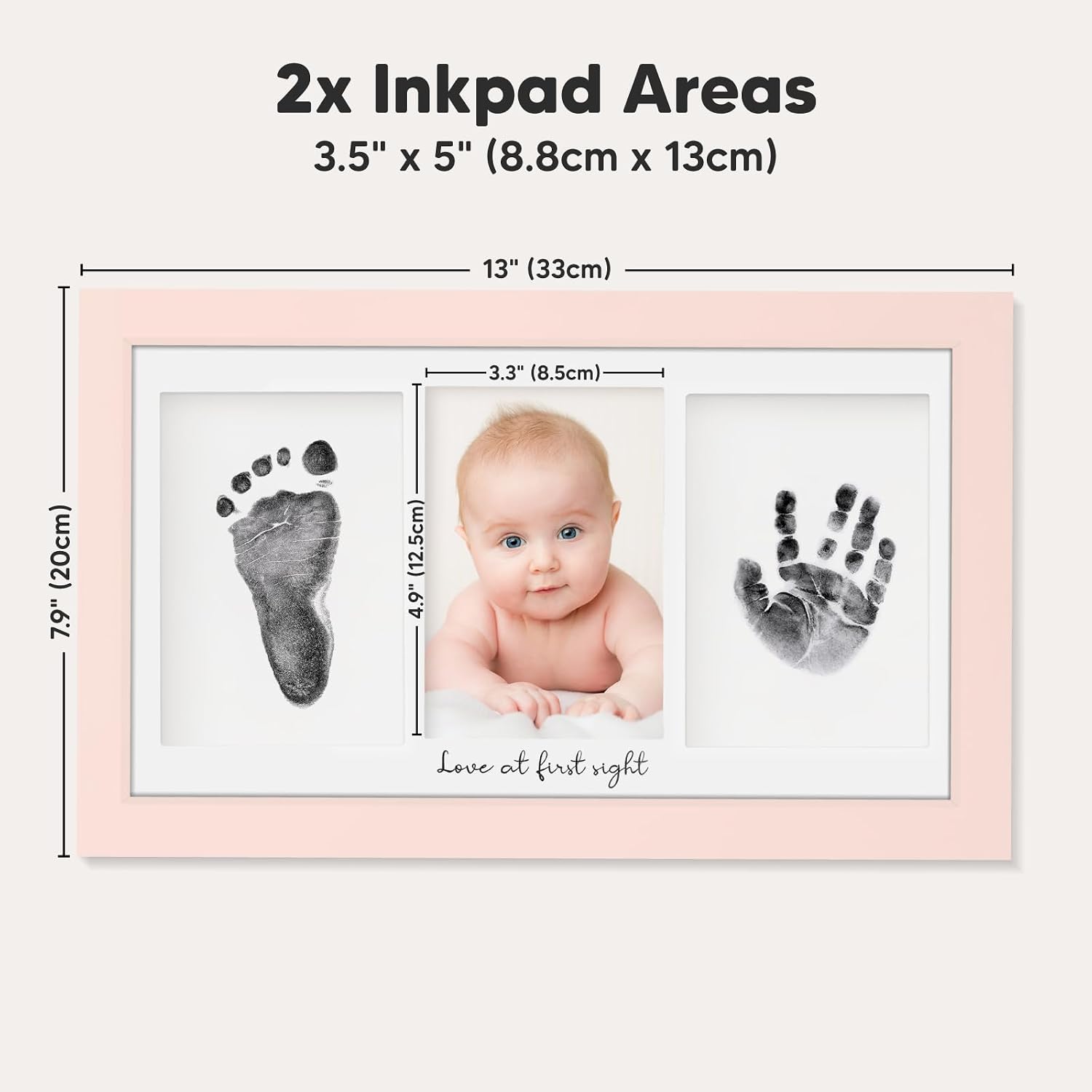 Inkless Hand and Footprint Kit, Boy Girl Newborn Keepsake (Petal Pink)