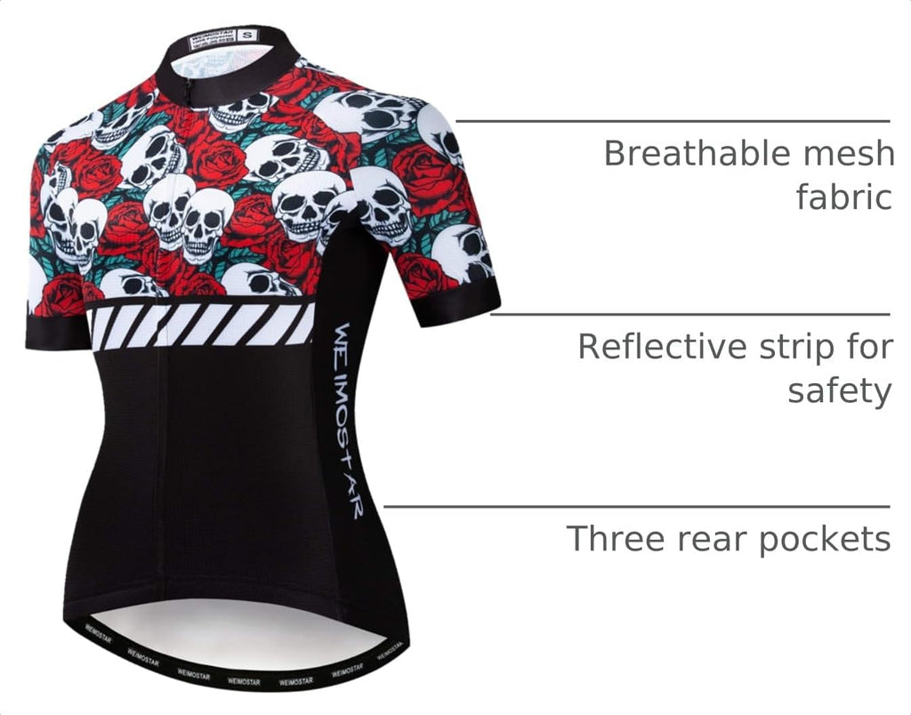 JPOJPO Womens Cycling Jersey,Bike Shirt Quick-Dry Breathable Reflective S-2XL Tops
