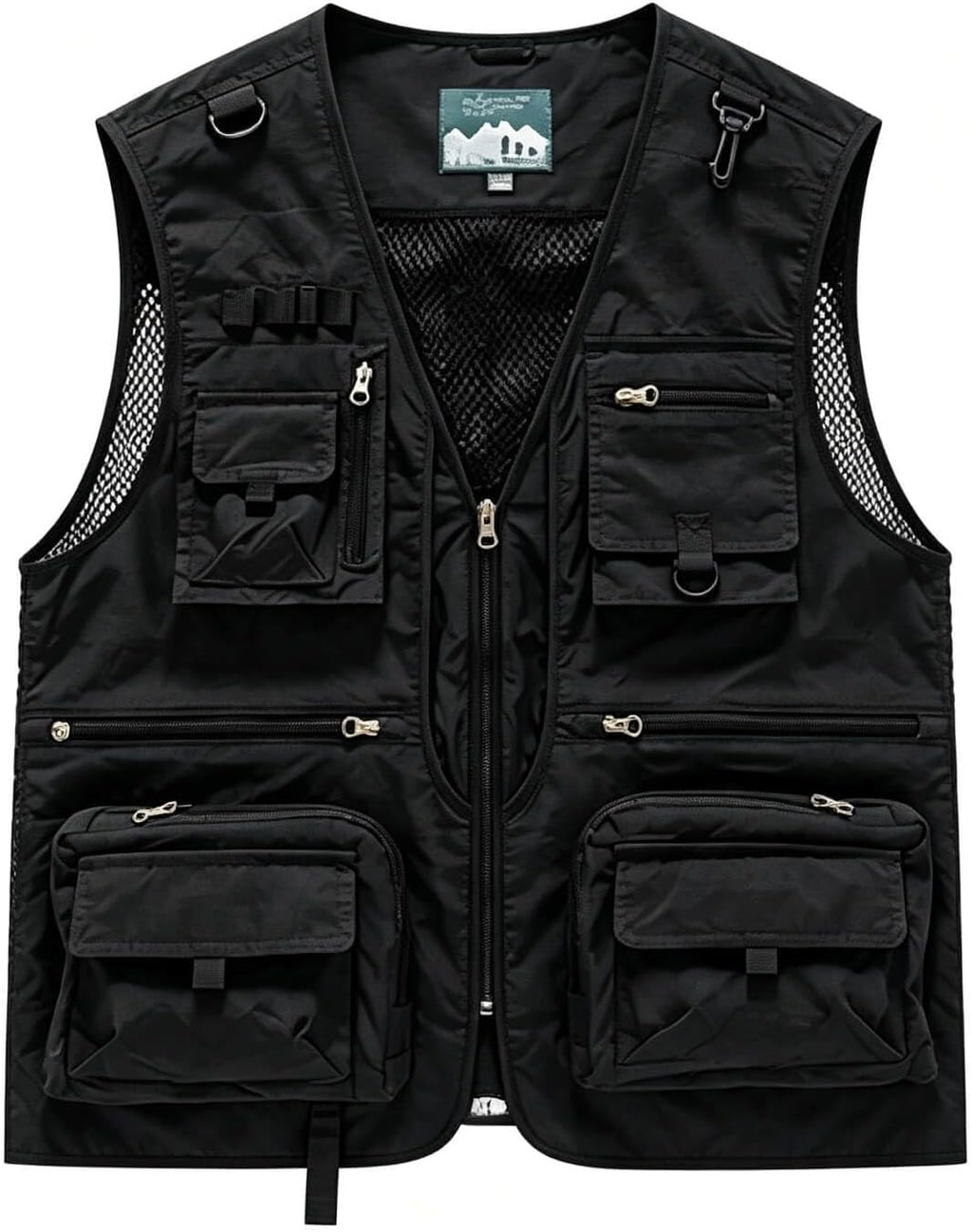 Outdoor Utility Vest for Men & Women, Lightweight Breathable Mesh Vest with Multiple Pockets for Fishing, Photography, Hiking, Camping, Travel & Safari, Black