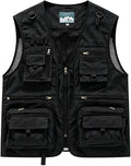 Outdoor Utility Vest for Men & Women, Lightweight Breathable Mesh Vest with Multiple Pockets for Fishing, Photography, Hiking, Camping, Travel & Safari, Black