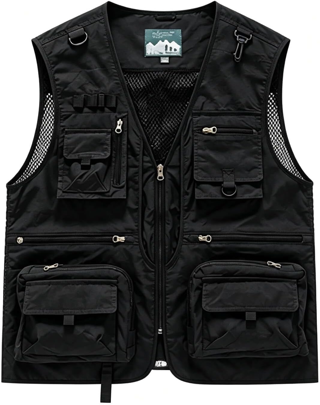 Outdoor Utility Vest for Men & Women, Lightweight Breathable Mesh Vest with Multiple Pockets for Fishing, Photography, Hiking, Camping, Travel & Safari, Black