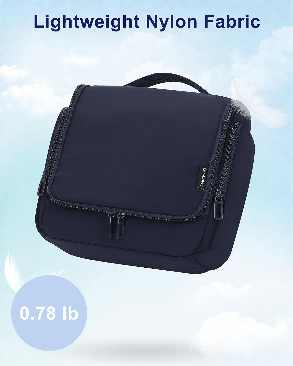 Relavel Hanging Toiletry Bag for Men, Travel Makeup Bag for Women, Blue