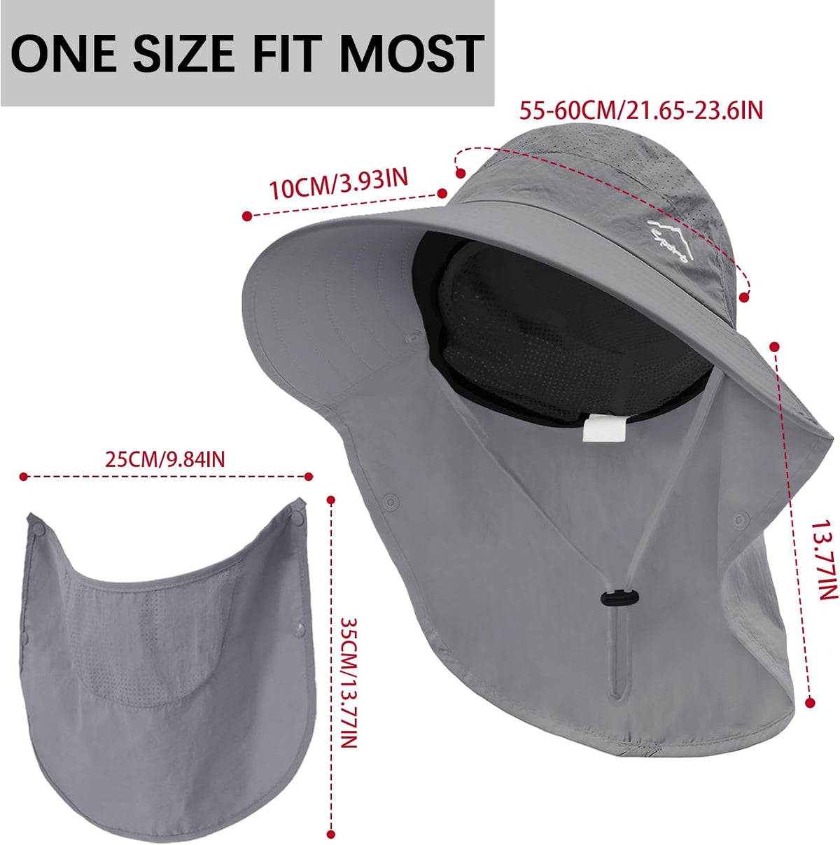 Rosoz Sun Hat for Men Women with Neck Flap& Removable Face Cover Wide Brim