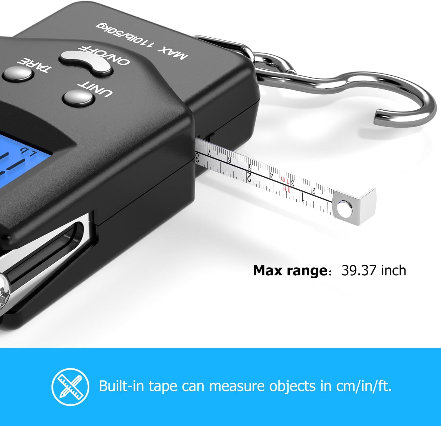 Dr.meter Fish Scale, 110 lb Digital Luggage Scale with Tape