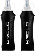 Soft Running Water Flask Soft Flasks Collapsible Soft Water Bottles Small BPA-Free for Sports Hiking Hydration Pack 5oz/8oz/17oz(BLACK,17oz*2)
