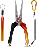 TRUSCEND Easy Use Lockable Fishing Pliers with Tungsten Carbide Cutter, Innovative Ergonomic Handy Handle, Saltwater Corrosion Resistant Teflon Coated Fishing Tool, Light Multi-Function Fishing Gear