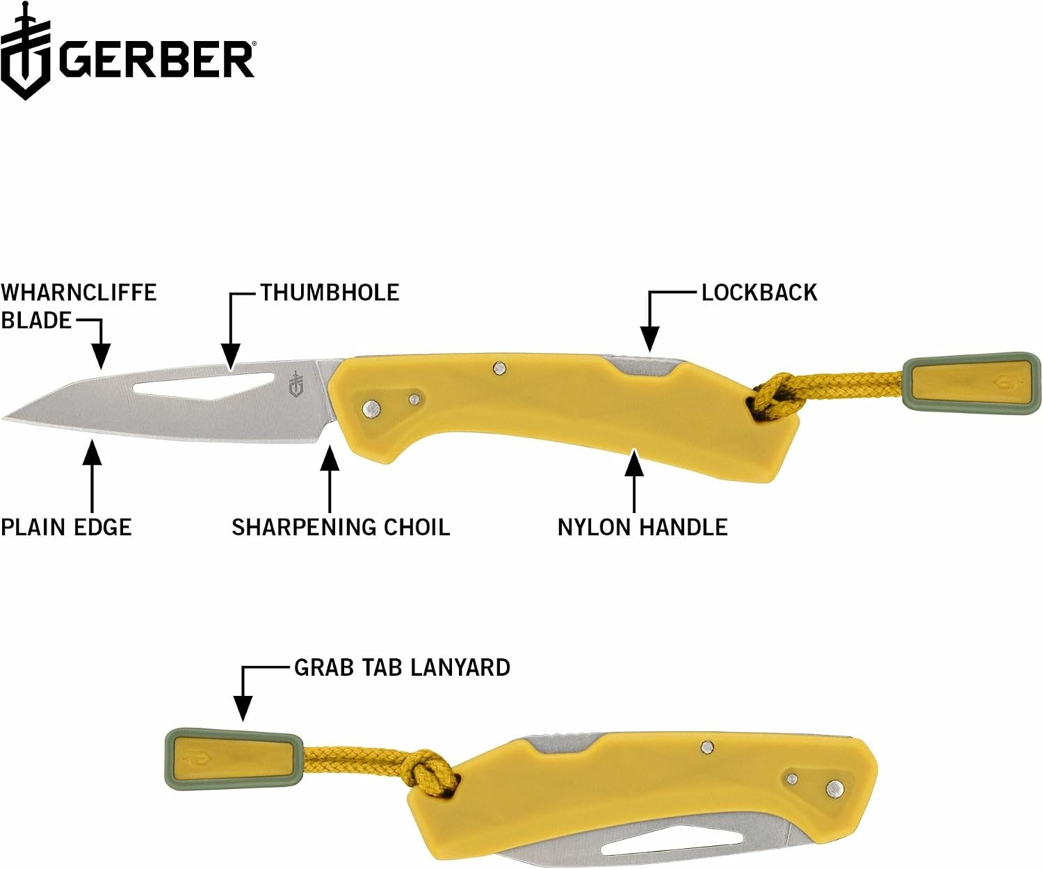 Gerber Gear LST Mini - Lightweight Folding Pocket Knife for Hiking, Camping - EDC Tool - Durable Stainless Steel Blade - Yellow