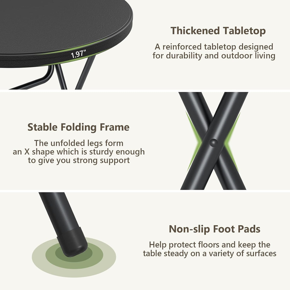 Folding Table, 32 Inch Foldable Cocktail Bar, High Top Round Folding Tables No Assembly, Portable Bistro & Commercial Furniture for Wedding, Banquet, Party, Indoor Outdoor Use