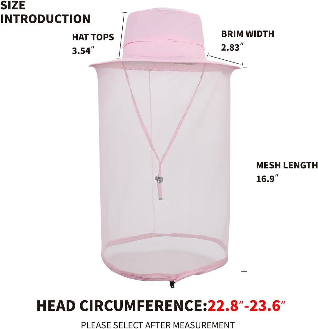 Fishing Hat Sun Protection Hat Mosquito Head Net for Outdoors Bucket Hat with Hidden Net Mesh