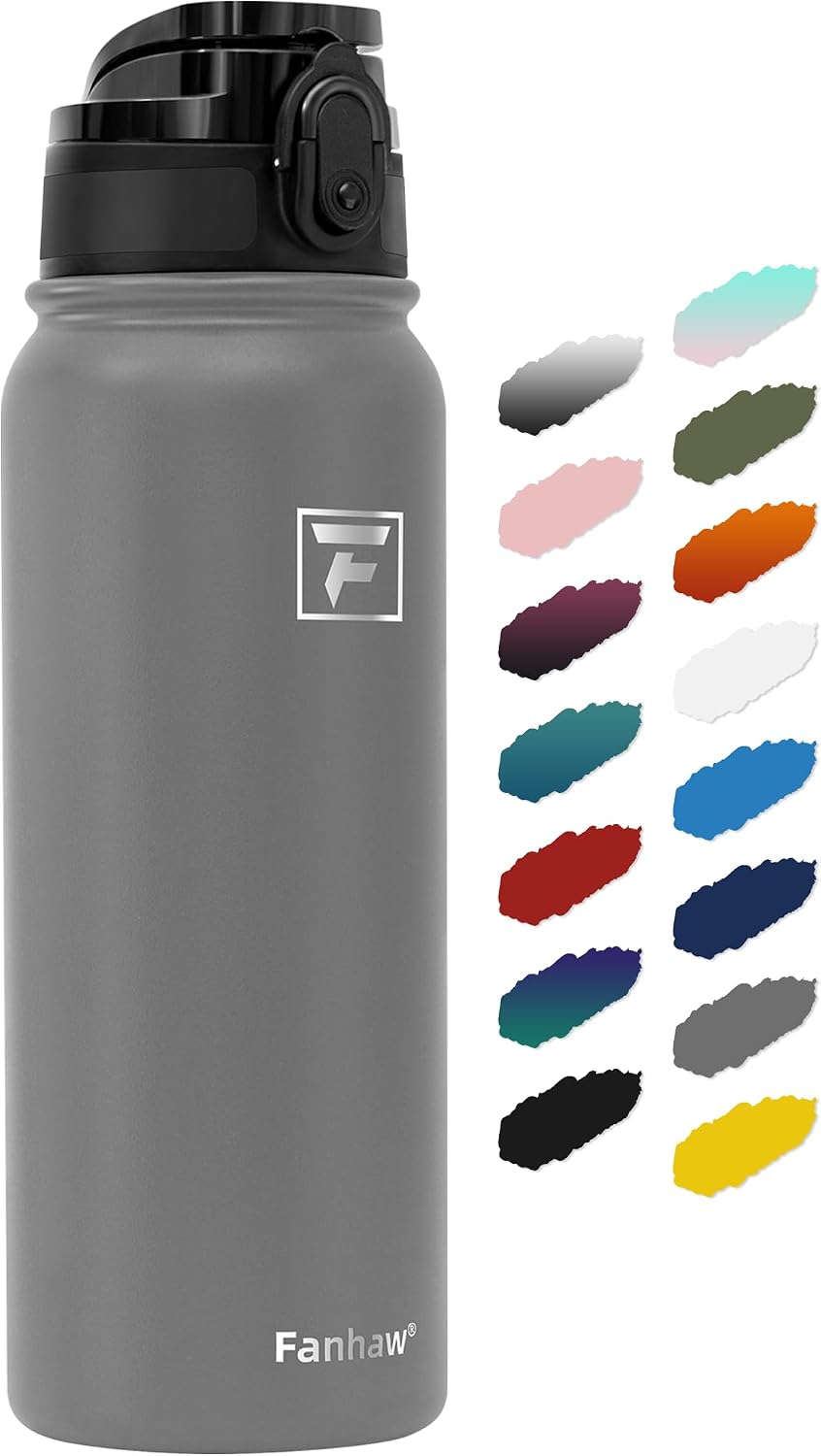 Fanhaw 20oz Insulated Water Bottle with Anti-dust Chug Lid, Gray