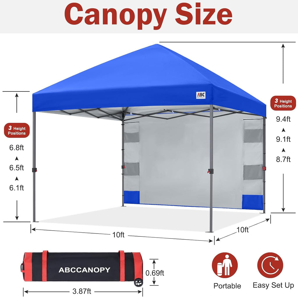 ABCCANOPY 10x10 Pop Up Canopy Tent with Storage Sidewall, Royal Blue