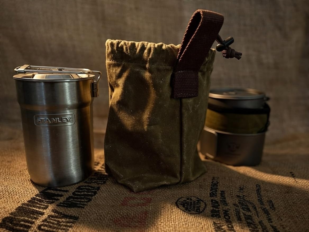 Campcraft Outdoors 24oz Cookset Bag, Waxed Canvas Hiking Stove Bag