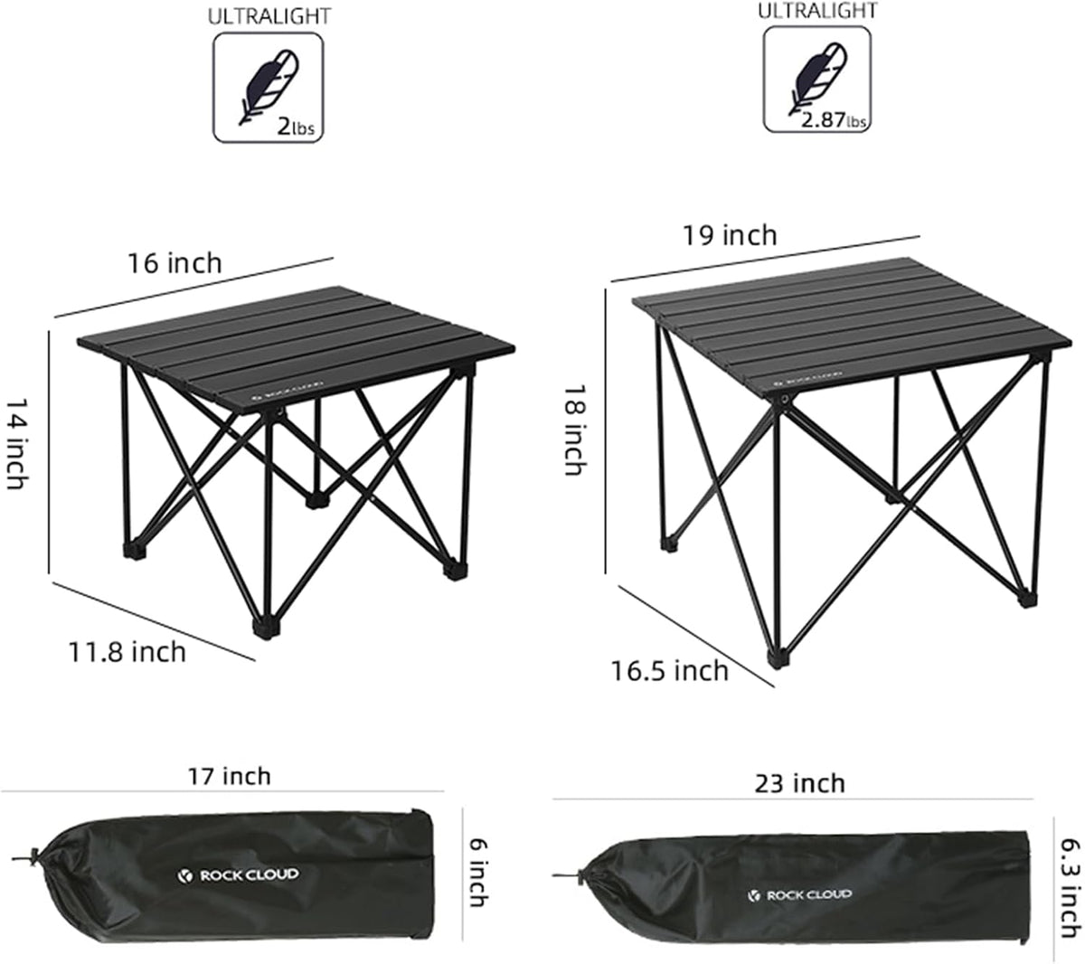 ROCK CLOUD Portable Camping Table Ultralight Aluminum Camp Table Folding Compact Beach Table for Camping Hiking Backpacking Outdoor Picnic