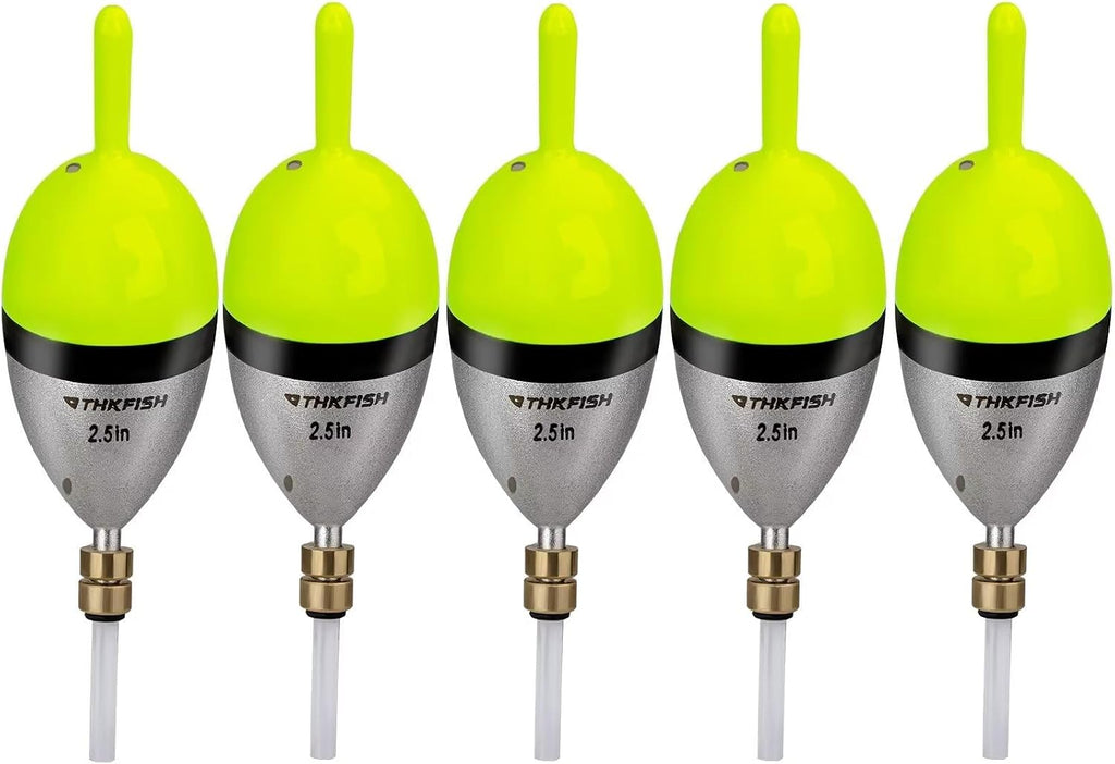 THKFISH Wood Slip Bobber for Fishing with Brass Weighted Crappie Floats
