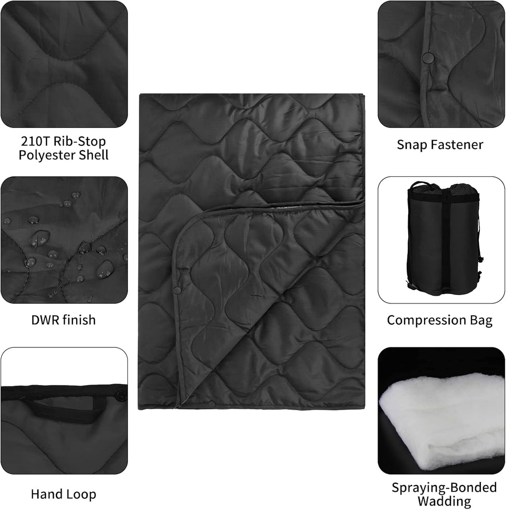Poncho Liner Military Insulation Blanket Camo with Compression Carry Bag for Outdoors Hiking Jungle Hunting Gear