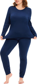 COOTRY Plus Size Thermal Underwear for Women Long Johns Top and Bottom Sets