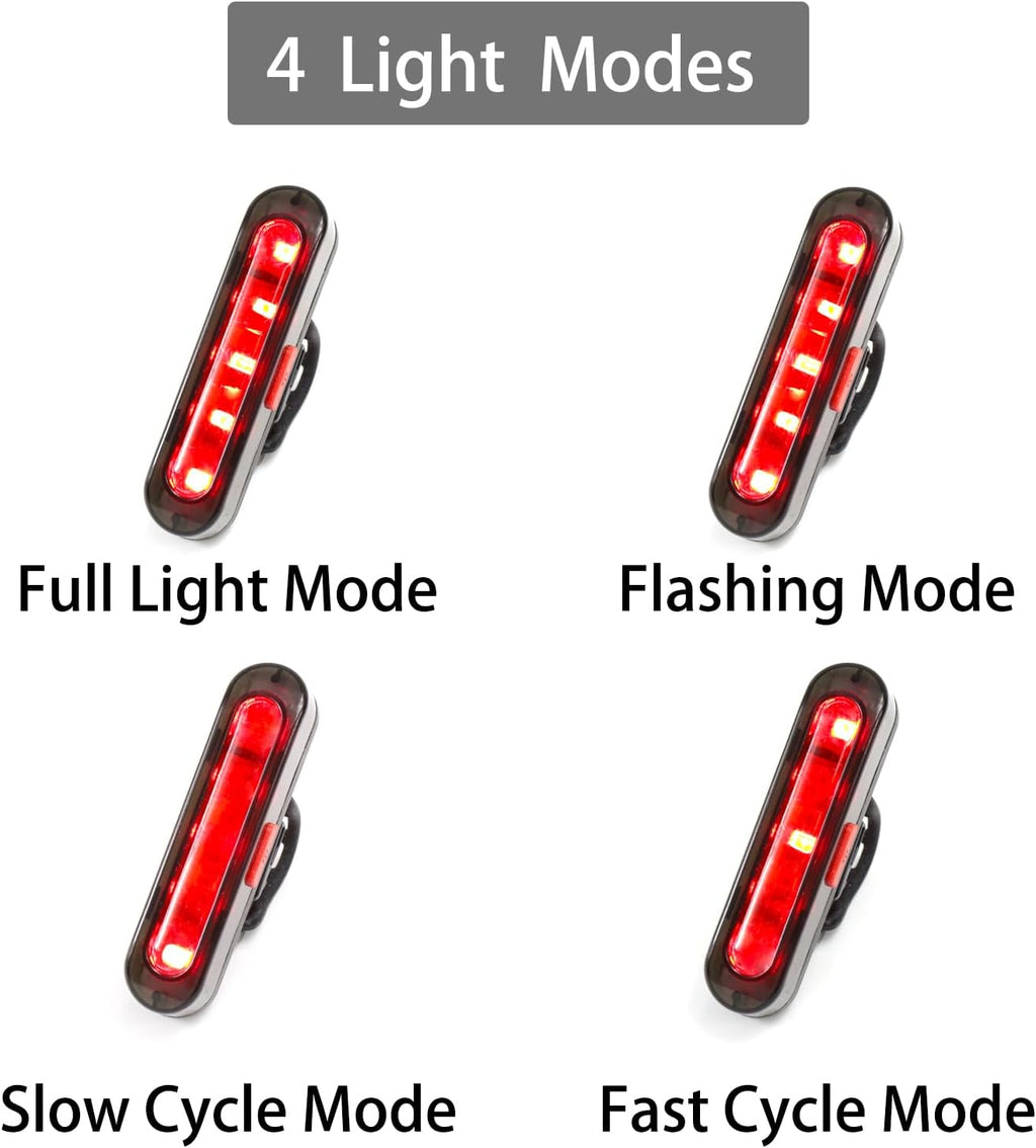 Bike Tail Light, Bicycle Rear Lights USB-C Rechargeable LED Cycling Safety Flashlight with 4 Light Mode for Road Mountain Night Riding & Adults Men Women