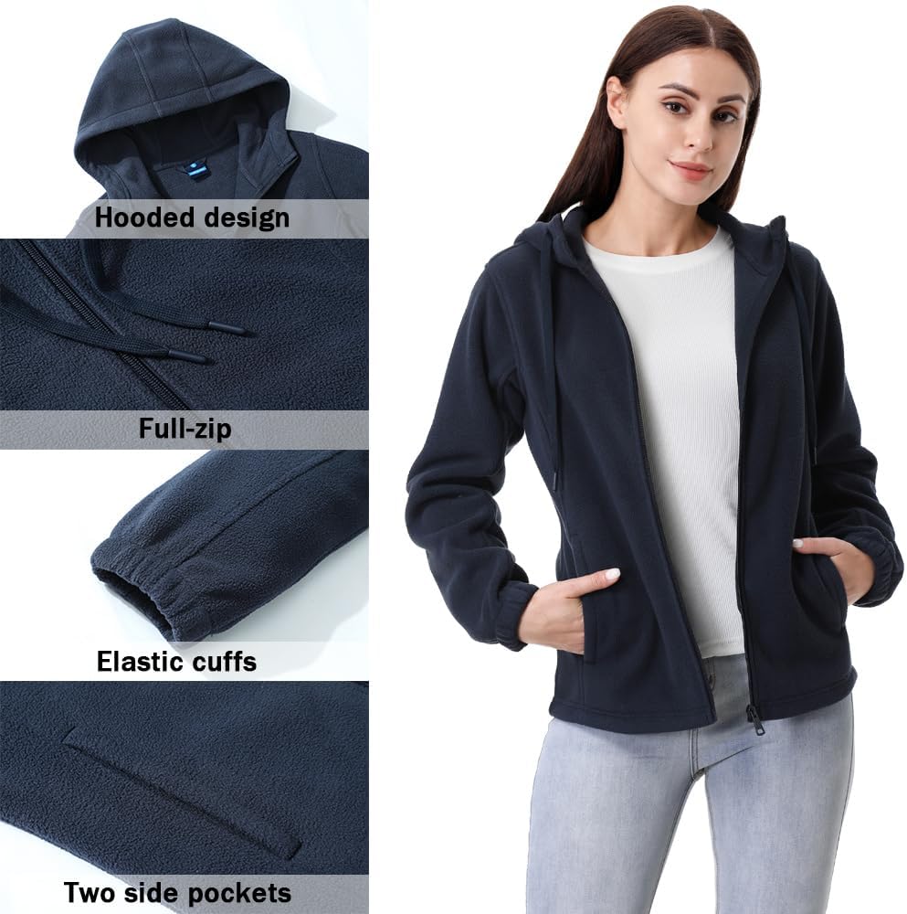 GIMECEN Women's Soft Polar Fleece Jacket Full Zip Hooded Sweatshirts