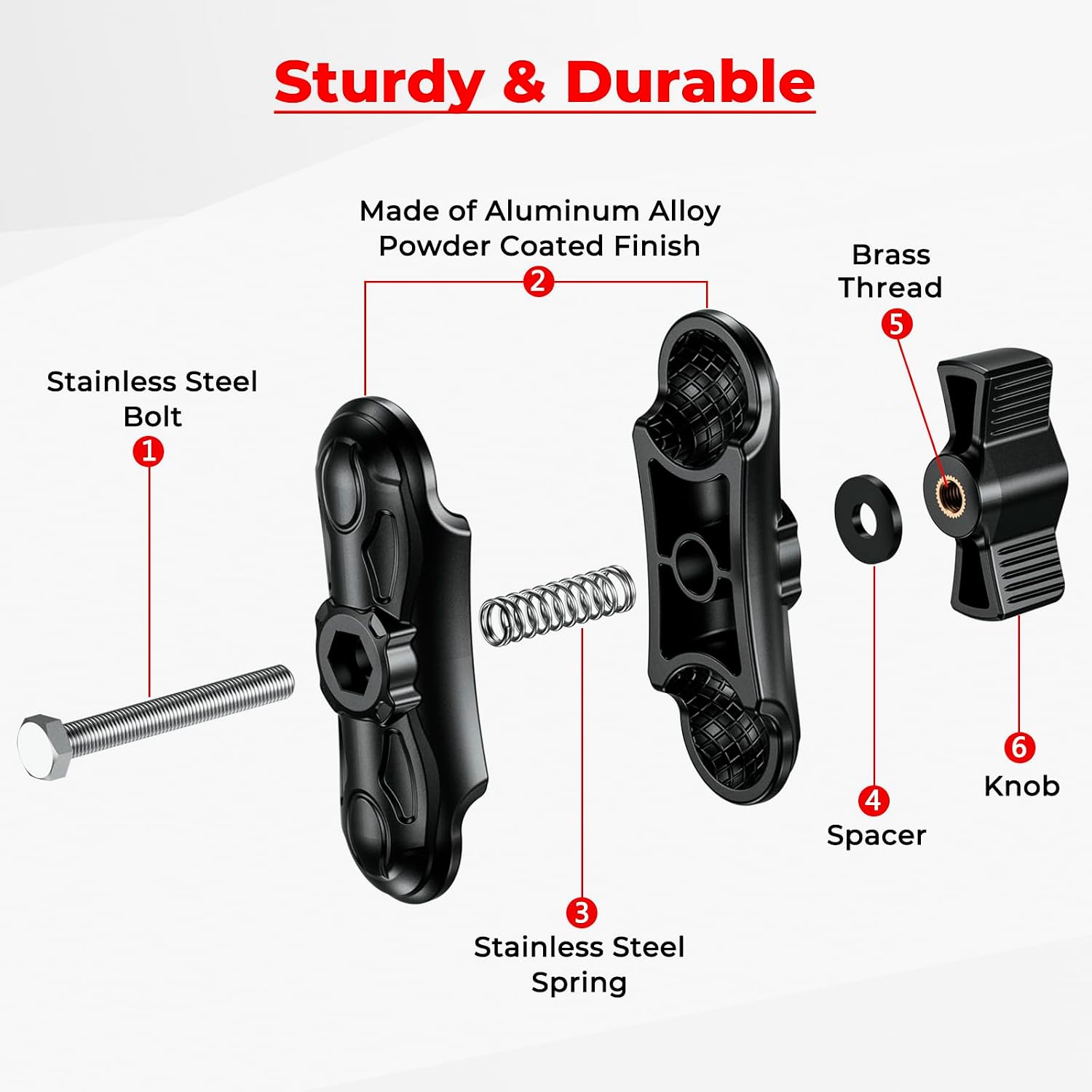 VAZESWIN 1" Ball Aluminum Alloy Double Socket Arm, 3.5" Length Medium Arm
