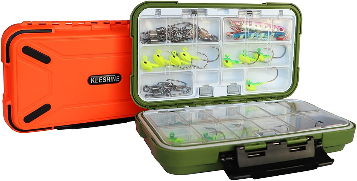 Fishing Tackle Box, Floating Storage Box, Double-Sided Fishing Lure Box with Adjustable Dividers Jewelry Organizer Making Kit Storage Container for Lure Hook Beads Earring Tool(Green)