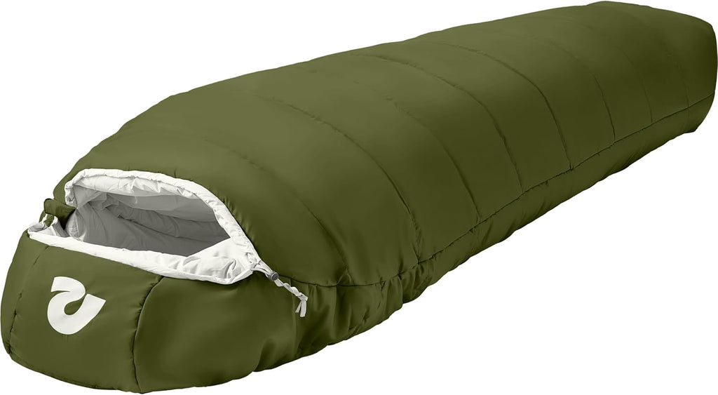 Retrospec Dream Mummy Sleeping Bag - 5, 15, & 30°F Cold Weather Camping & Travel Essential Gear with Water - Resistant Shell & Synthetic Fill - Zippered Pocket & Stuff Sack