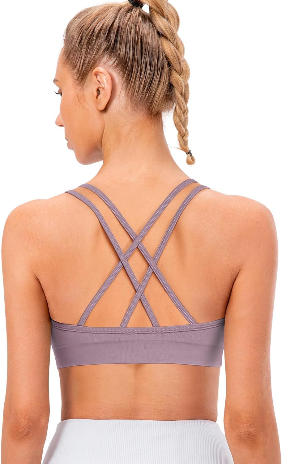 VEQKING Strappy Cross Back Women Sports Bras with Removable Cups