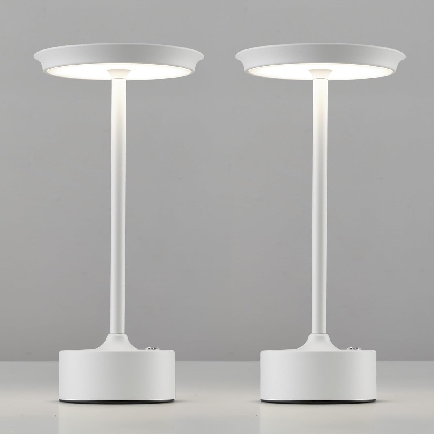 PUSU Rechargeable Table Lamps Set of 2, White Cordless Portable Desk Lamp