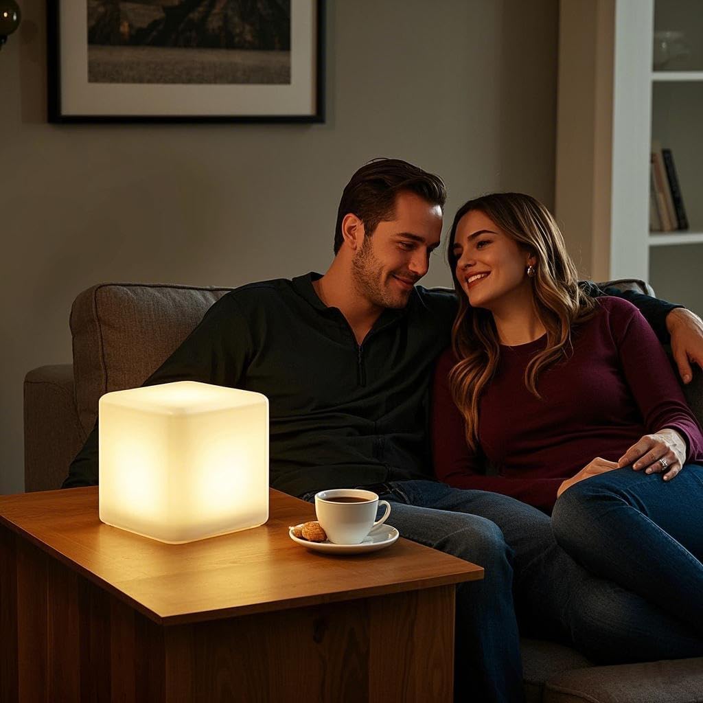 Mr.Go Rechargeable LED Color-Changing Light Cube 8-inch, Soothing Mood Lamp