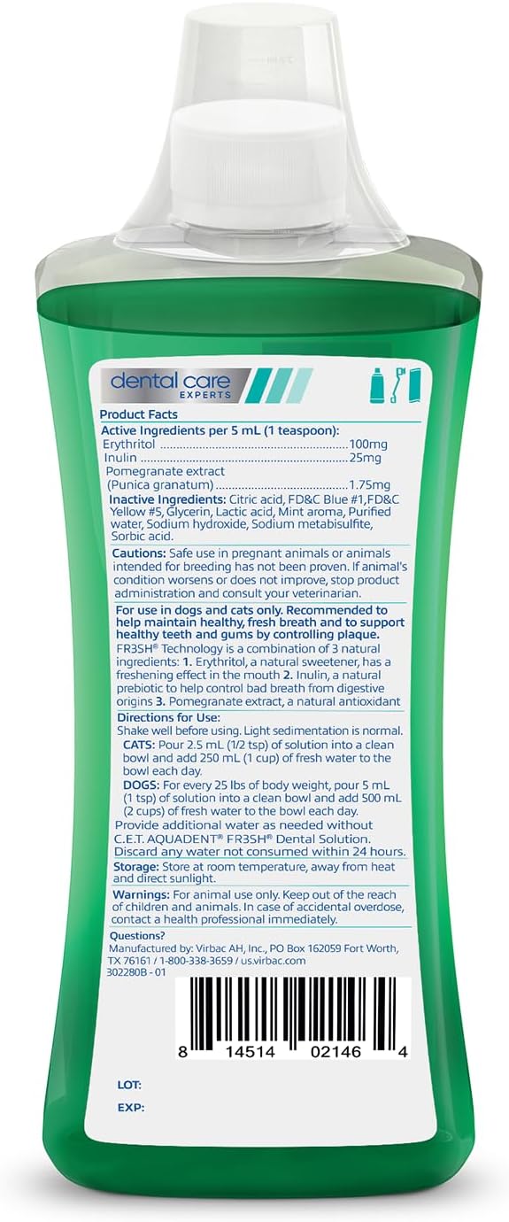C.E.T. Aquadent Fr3sh Dental Solution for Dogs & Cats, 250 ml