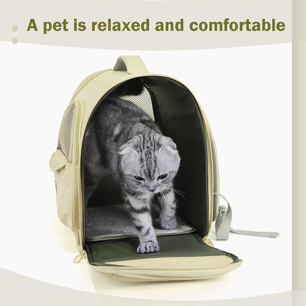 Cat Carrier Backpack,Large Space Animal Carrier Backpacks for Small Dogs Kitten and Medium Cats, Comfort & Safety,Design Reduces Pressure for Travel Outdoor and Vet Visits (Yellow)