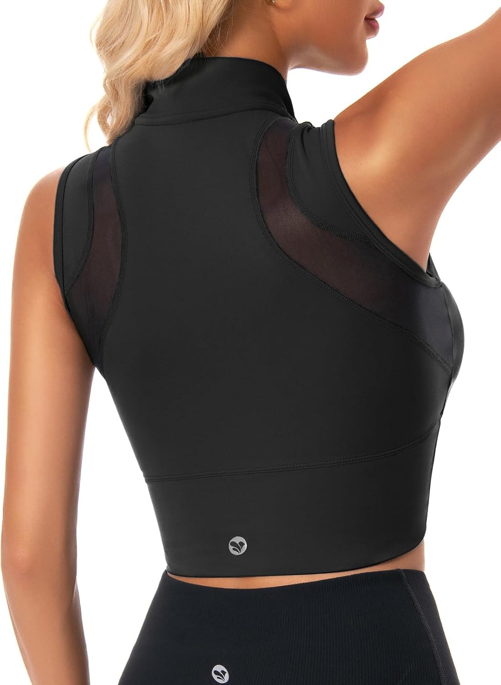 AARYA Zip Front Cropped Workout Tank Tops with Built in Bra