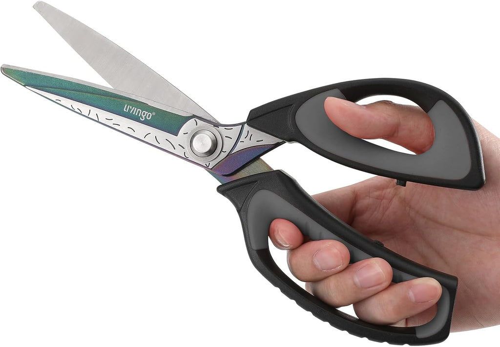 LIVINGO 10" Heavy Duty Multipurpose Shears for Shop & Garden (Black/Grey)