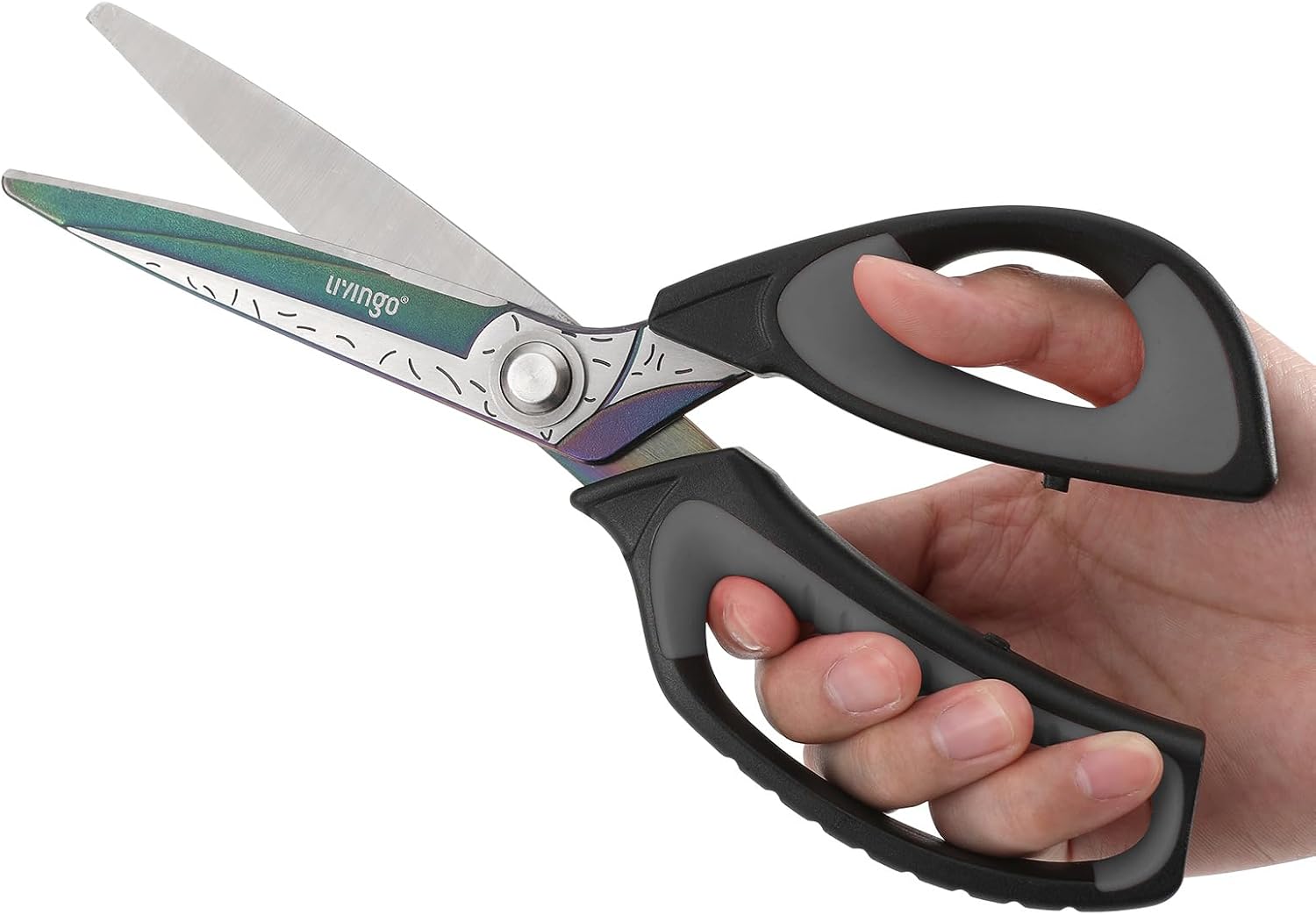 LIVINGO 10" Heavy Duty Multipurpose Shears for Shop & Garden (Black/Grey)