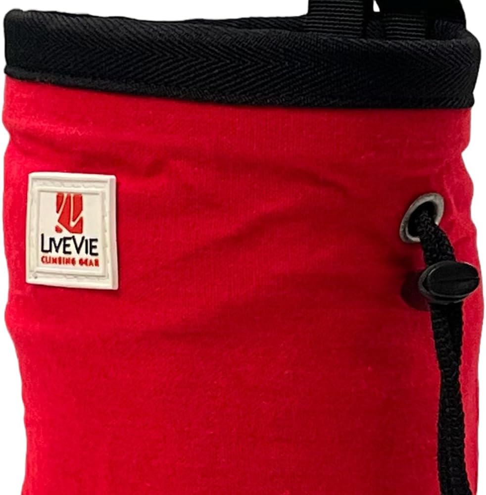 Ultralight Chalk Bag with Secure Cinch Closure and Durable Nylon Loop, Perfect for Rock Climbing, Bouldering, Crossfit, and Gymnastics, Red