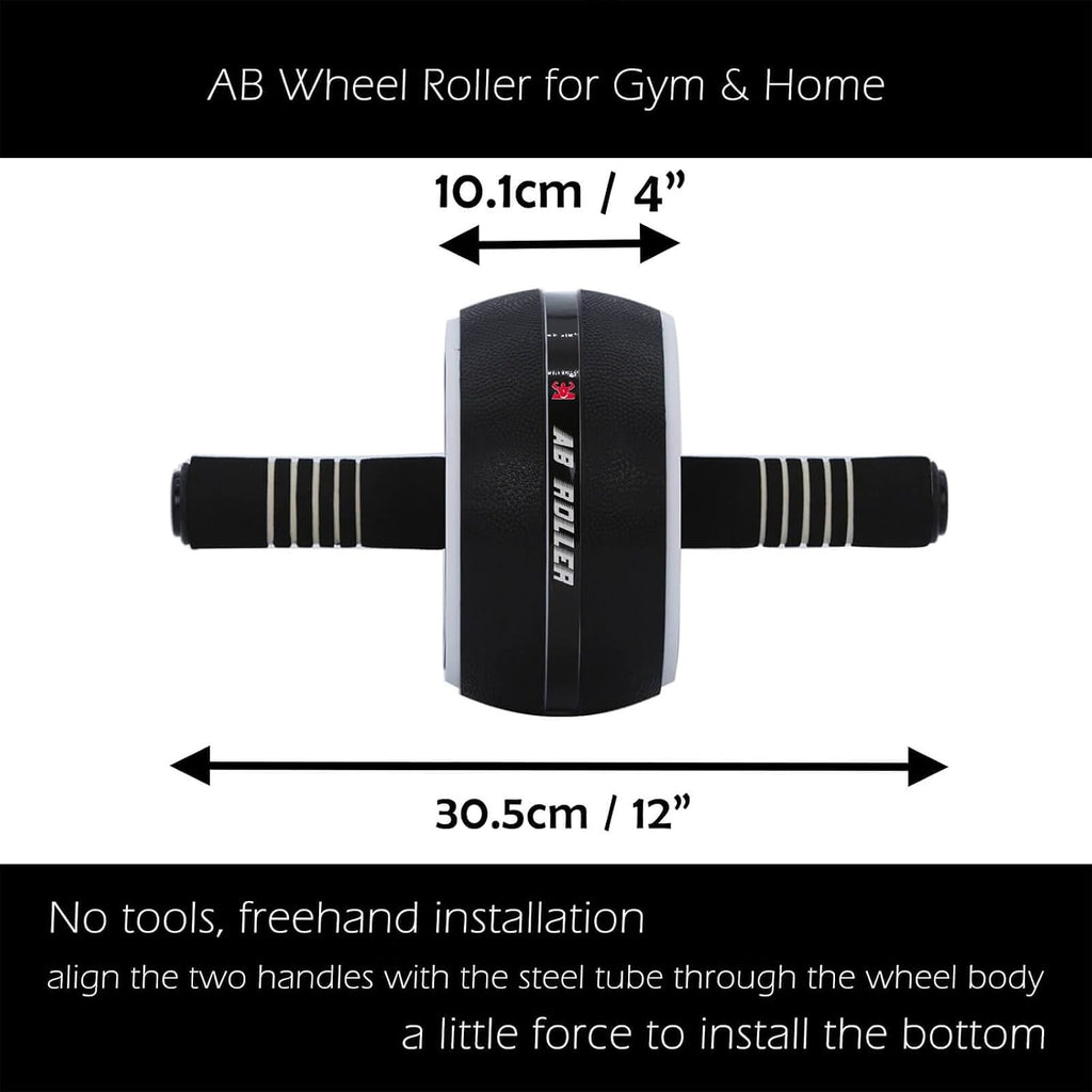 AB Wheel Roller, Exercise Abdominal Wheel Fitness for Gym & Home, Work-out Strength-Training Equipment with Knee Pad