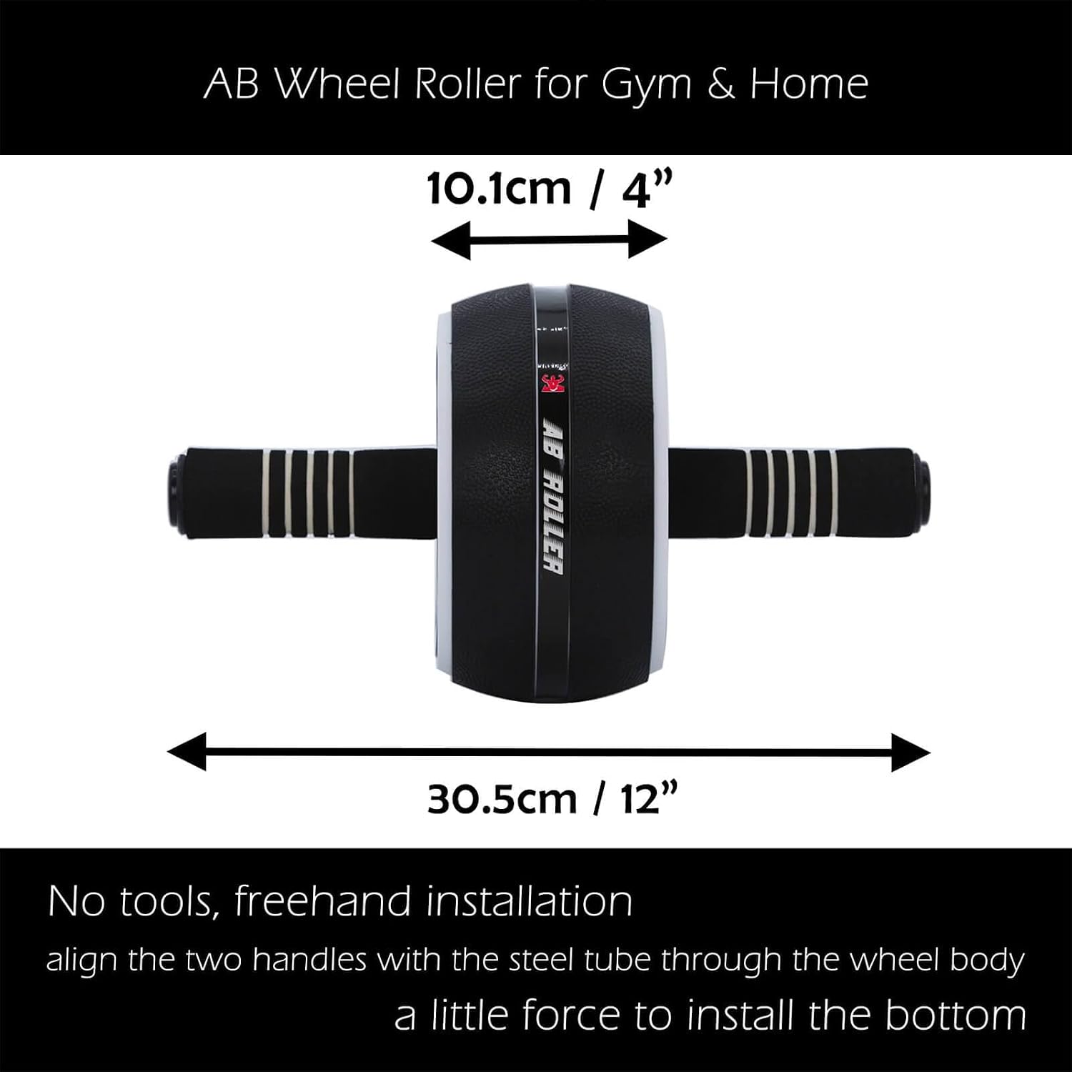 AB Wheel Roller, Exercise Abdominal Wheel Fitness for Gym & Home, Work-out Strength-Training Equipment with Knee Pad